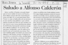Saludo a Alfonso Calderón  [artículo] Raúl Zurita.