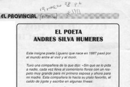 El poeta Andrés Silva Humeres  [artículo] Francisco Pérez Ruiz.