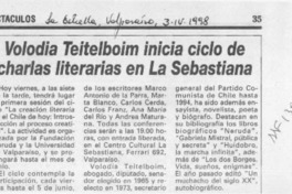 Volodia Teitelboim inicia ciclo de charlas literarias en La Sebastiana  [artículo].