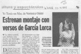 Estrenan montaje con versos de García Lorca  [artículo].