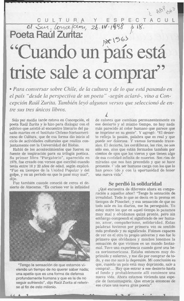 "Cuando un país está triste sale a comprar"  [artículo].