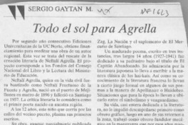 Todo el sol para Agrella  [artículo] Sergio Gaytán M.