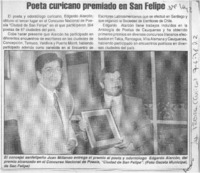 Poeta curicano premiado en San Felipe  [artículo].