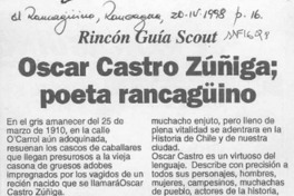 Oscar Castro Zúñiga, poeta rancagüino  [artículo] Gastón Pérez V.