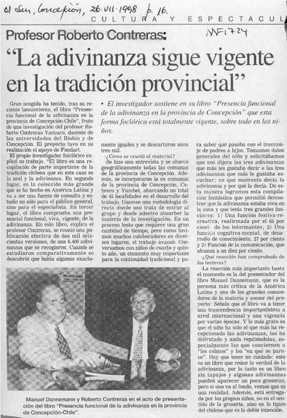 "La Adivinanza sigue vigente en la tradición provincial"  [artículo].