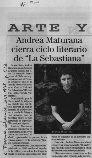Andrea Maturana cierra ciclo literario de "La Sebastiana"  [artículo].