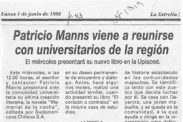Patricio Manns viene a reunirse con universitarios de la región  [artículo].