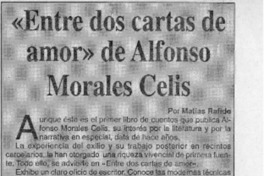 "Entre dos cartas de amor" de Alfonso Morales Celis  [artículo] Matías Rafide.