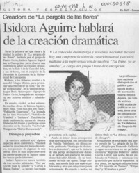 Isidora Aguirre hablará de la creación dramática  [artículo].