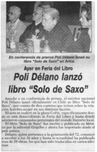 Poli Délano lanzó libro "Solo de saxo"