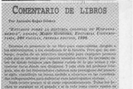 "Estudios sobre la historia colonial de hispanoamérica"  [artículo] Antonio Rojas Gómez.