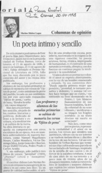 Un poeta íntimo y sencillo  [artículo] Marino Muñoz Lagos.