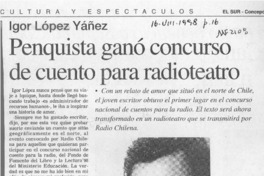 Penquista ganó concurso de cuento para radioteatro  [artículo].