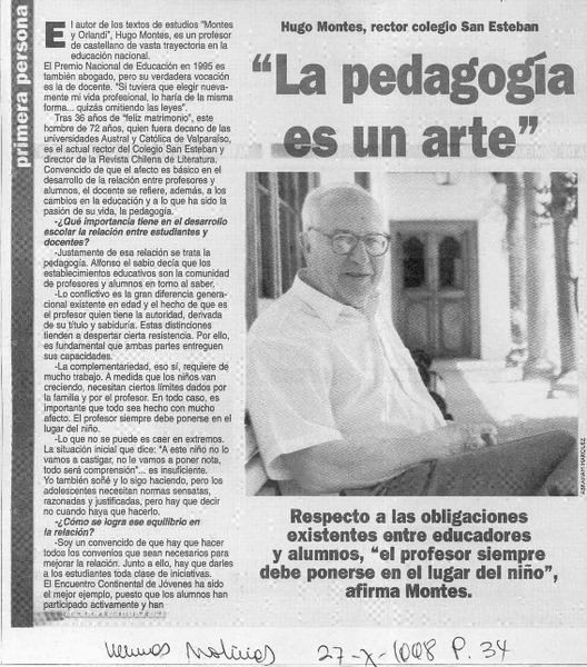 "La pedagogía es un arte"  [artículo].