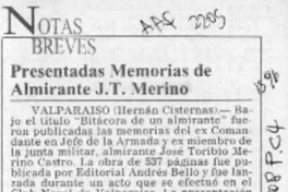 Presentadas memorias de Almirante j. T. Merino  [artículo].