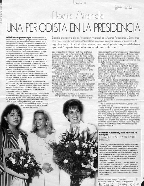 Noelia Miranda una periodista en la presidencia  [artículo] .