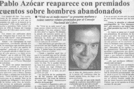 Pablo Azócar reaparece con premiados cuentos sobre hombres abandonados