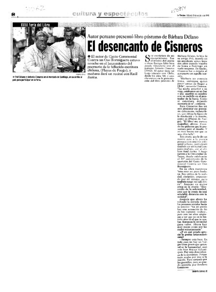 El desencanto de Cisneros  [artículo] Andrés Gómez B.