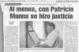 Al menos, con Patricio Manns se hizo justicia  [artículo] César Morales.