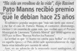 Pato Manns recibió premio que le debían hace 25 años  [artículo].