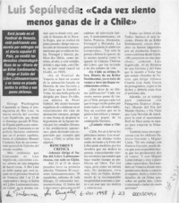 Luis Sepúlveda, "Cada vez siento menos ganas de ir a Chile"  [artículo].
