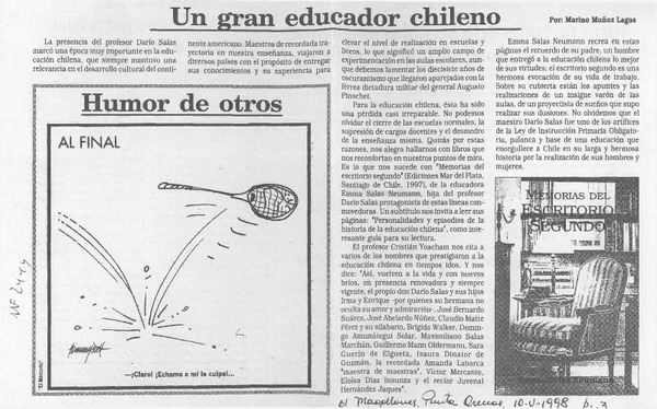 Un gran educador chileno  [artículo] Marino Muñoz Lagos.