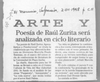 Poesía de Raúl Zurita será analizada en ciclo literario  [artículo].
