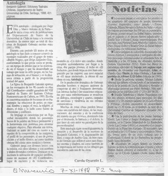 Antología  [artículo] Carola Oyarzún L.
