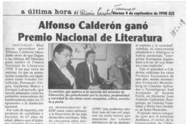 Alfonso Calderón ganó Premio Nacional de Literatura  [artículo].