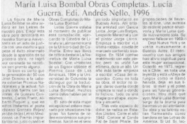 María Luisa Bombal, obras completas