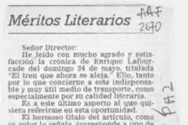 Méritos literarios  [artículo] Sergio P. Wilson Petit.