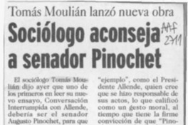 Sociólogo aconseja a senador Pinochet