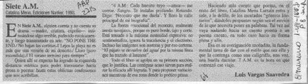 Siete A. M.  [artículo] Luis Vargas Saavedra.