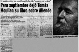 Para septiembre dejó Tomás Moulian su libro sobre Allende