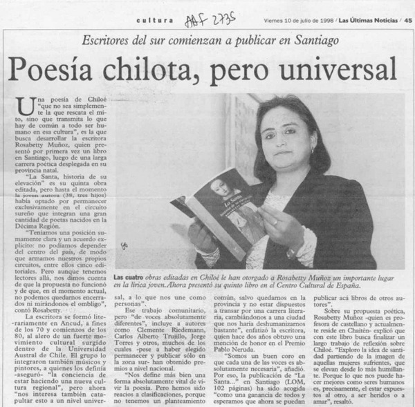 Poesía chilota, pero universal  [artículo].