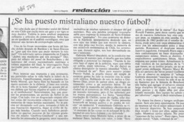 Se ha puesto mistraliano nuestro fútbol?  [artículo] Joaquín Alliende Luco.