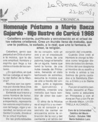 Homenaje póstumo a Mario Baeza Gajardo, hijo ilustre de Curicó  [artículo].