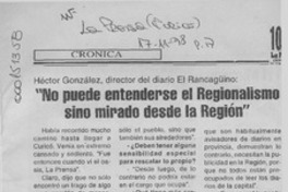"No puede entenderse el regionalismo sino mirando desde la región"  [artículo].