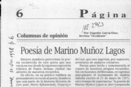 Poesía de Marino Muñoz Lagos  [artículo] Eugenio García-Díaz.