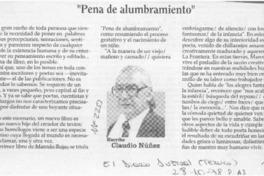 "Pena de alumbramiento"  [artículo] Claudio Núñez.
