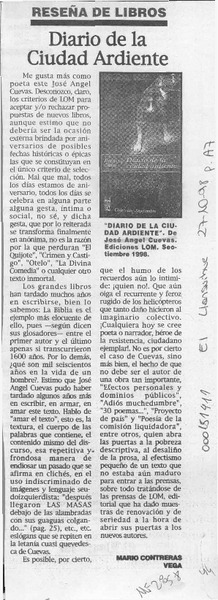 Diario de la ciudad ardiente  [artículo] Mario Contreras Vega.