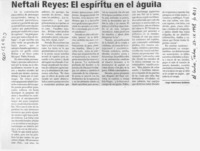 Neftalí Reyes, el espíritu en el águila  [artículo] Jorge Valderrama Gutiérrez.