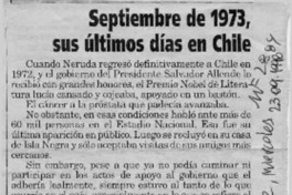 Septiembre de 1973, sus últimos días en Chile  [artículo].