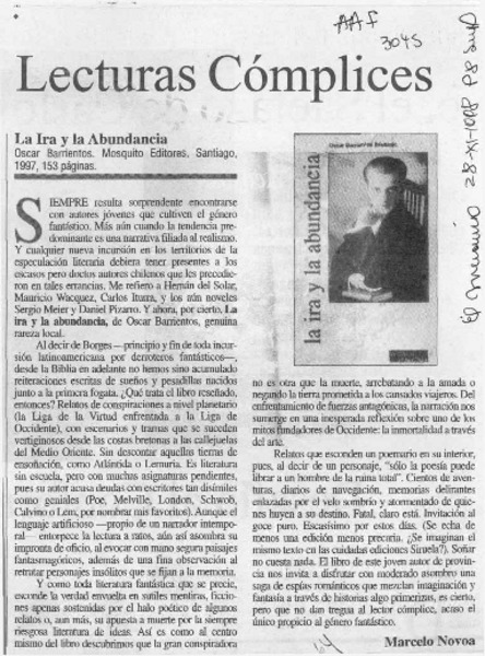 Lecturas cómplices  [artículo] Marcelo Novoa.