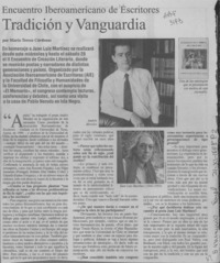 Encuentro iberoamericano de escritores tradicion y vanguardia  [artículo] María Teresa Cárdenas.