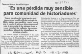 Decano Marco Aurelio Reyes, "Es una pérdida muy sensible para comunidad de historiadores"  [artículo].