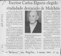 Escritor Carlos Elgueta elegido ciudadano destacado de Mulchén  [artículo].