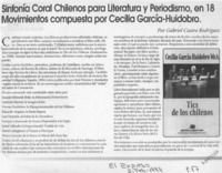 Sinfonía coral chilenos para literatura y periodismo, en 18 movimientos compuesta por Cecilia García-Huidobro  [artículo] Gabriel Castro Rodríguez.