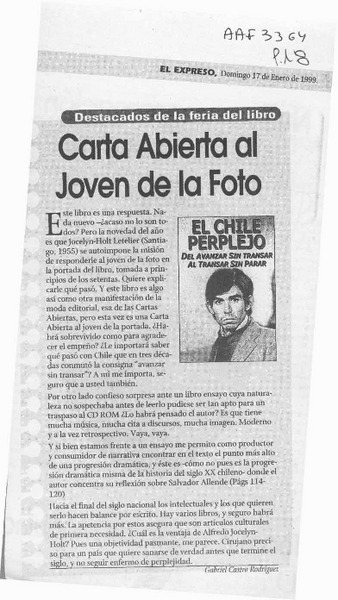 Carta abierta al joven de la foto  [artículo].