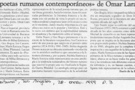 "Seis poetas rumanos contemporáneos" de Omar Lara  [artículo] Darío de la Fuente D.